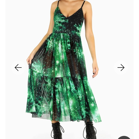 *Fits like S/M* Emerald galaxy sheer midaxi - Picture 2 of 7